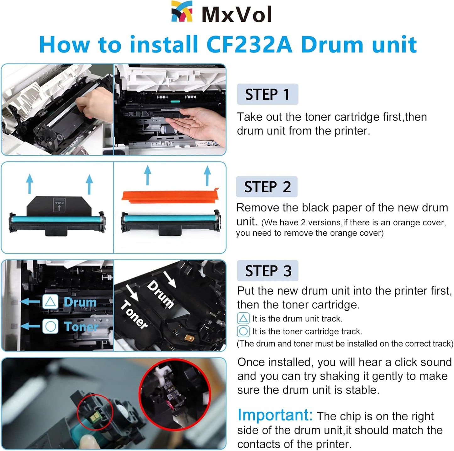 MxVol CF232A 32A Imaging Drum Replacement for HP 32A CF232A Drum Unit Extra High-Yield 2-Pack use for HP Laserjet Pro M148dw M203dw M227fdw M118dw M148fdw M227fdn Printer (No Toner)