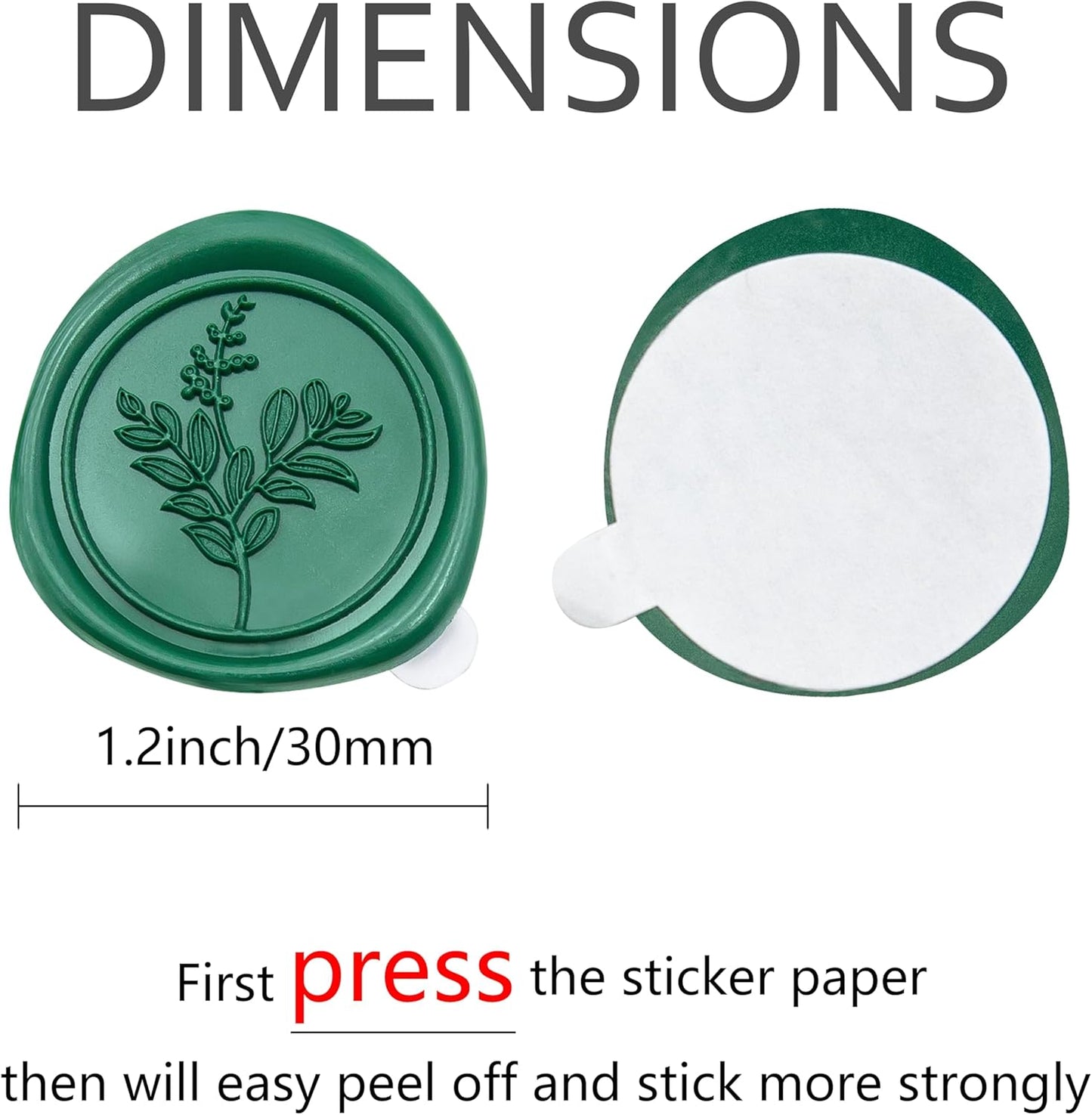 60 Pcs Emerald Green Wax Seal Stickers, Wedding Invitation Accessories Envelope Stickers - Self Adhesive Envelope Seals, Peferct for Invitation, Gift Box Craft Wrapping, Christmas Cards Decor
