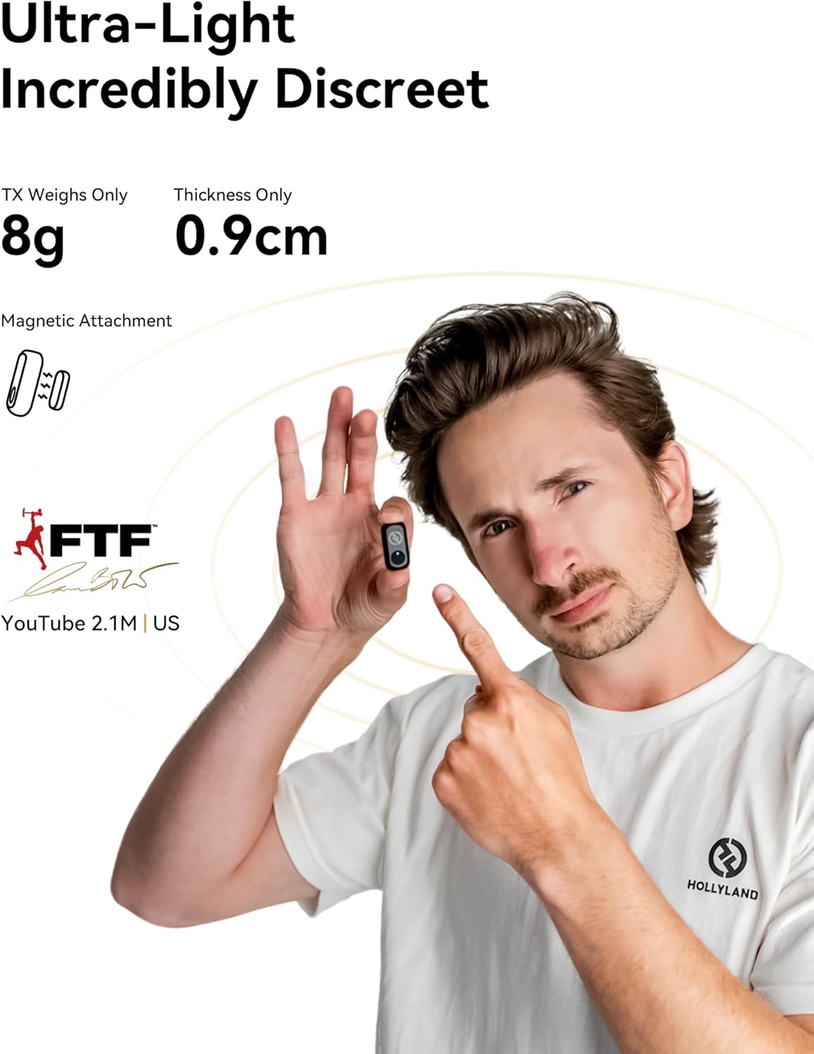 Hollyland Lark A1 Wireless Mini Microphone for iPhone 14/13/12 (2TX + Lightning RX) 48kHz/24-bit, 3-Level Intelligent Noise Cancel, Magnetic Microphone for YouTube, Podcast, Vlogging (Black)