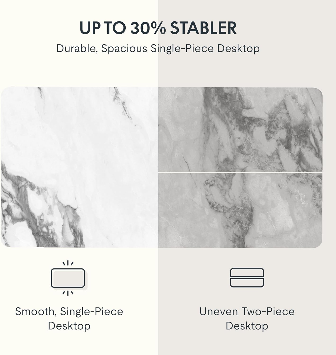 FLEXISPOT EN1 One-Piece Standing Desk 48 x 24 Inches Height Adjustable Electric Desk Sit Stand Desk Home Office Desks (White Frame + Marble Gray Top, 2 Packages)