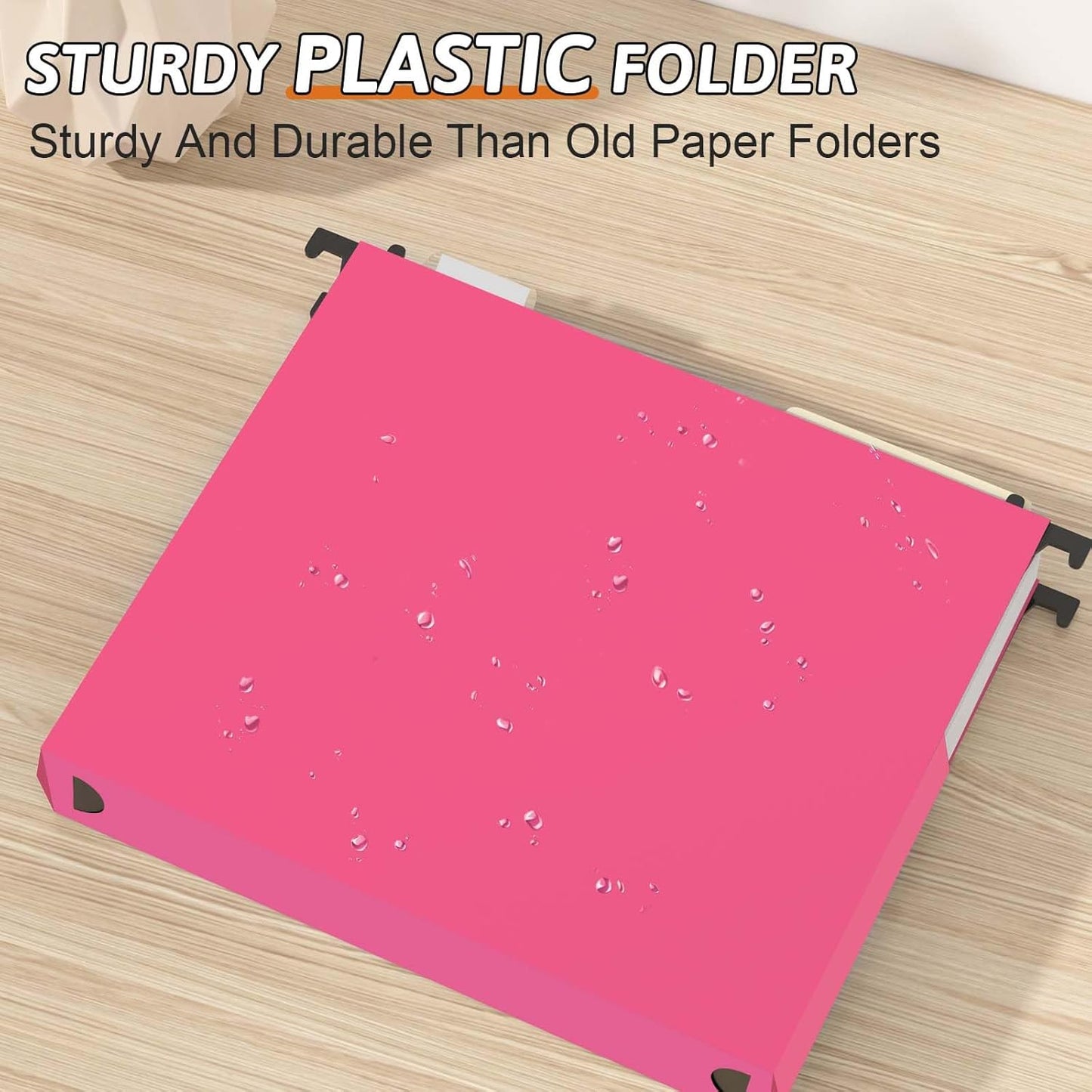 Plastic Hanging File Folders Expanding,12 Pack Extra Capacity Hanging File Folder Letter Size,2 Inch Expansion Heavy Duty Folders,Adjustable Tabs,Pink Hanging Folders Designed for Bulky Files