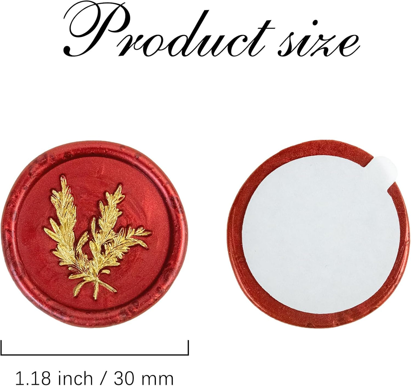 50Pcs Gold & Red Wax Seal Stickers - Handmade Envelope Seals, Self-Adhesive Wax Stickers for Wedding Party Invitations, Envelope, Gift Wrap, Christmas (Gold Rosemary Style, Red)