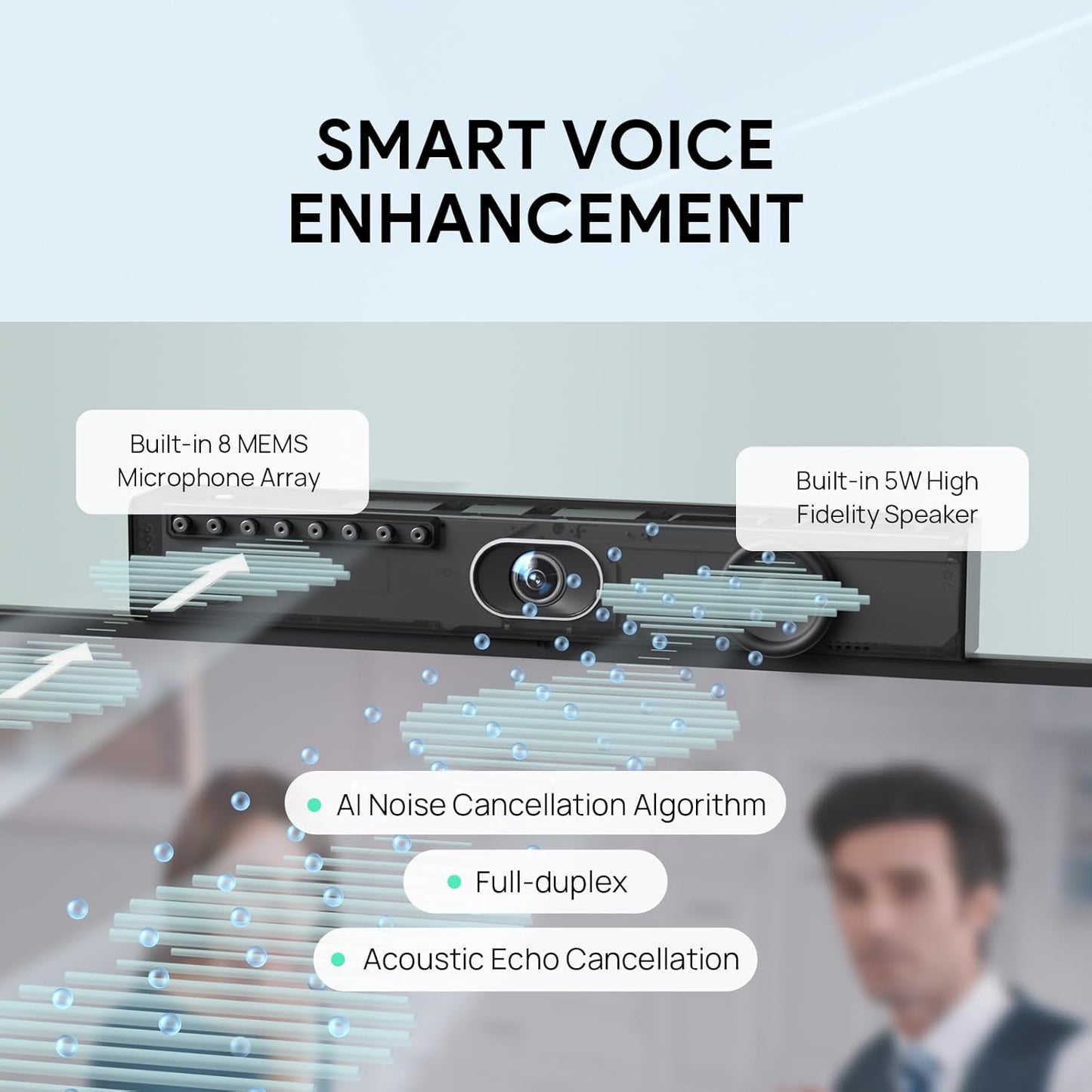 Yealink UVC40 E2 USB Conference Room Camera System 4K Video Conference Camera 120° Wide-Angle Lens 8 Microphone 5W High-Fidelity Speaker Auto Framing Speaker Tracking Compatible with Microsoft, Zoom