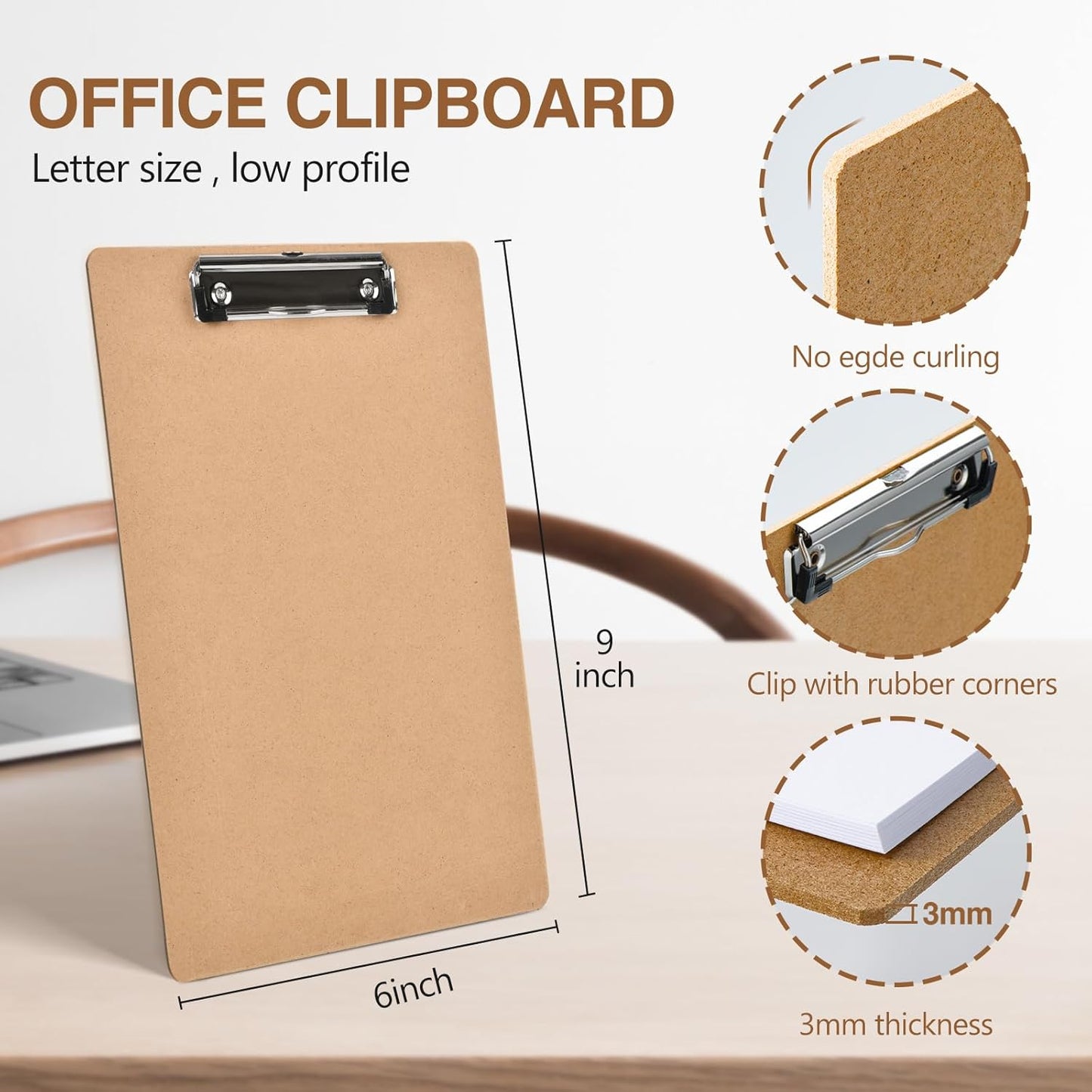 HappyHapi Mini Clipboards 32 Pack Memo Size 6 x 9 Inches Bulk Small Clip Boards for Classroom School Supplies, Eco-Friendly Wood Hardboard A5 Low Profile with Hang Tab for Home, Office, Traveling