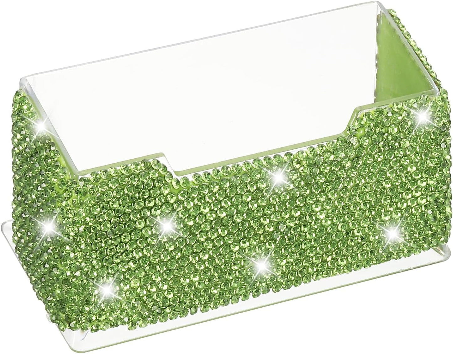 PATIKIL Rhinestone Business Card Holder, Crystal Business Card Holders Bling Business Card Organizer Display Stand for Desktop Desk Office Exhibition, Green