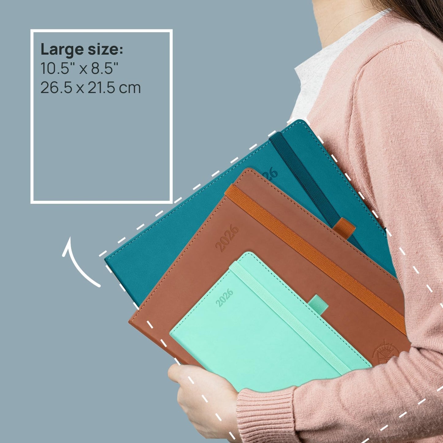 POPRUN 2026 Planner (Large - 8.5'' x 10.5'') - 2026 Weekly Calendar (Jan. 2026 - Dec. 2026) with Hourly Time Slots, Weekly/Monthly Appointment Book for Time Management - Leather Soft Cover - Burgundy Red