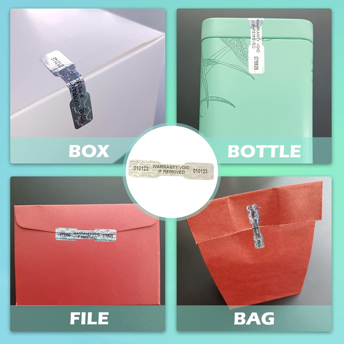 Hologram Tamper Evident Stickers, Void High Security Sticker, DogBone Warranty Tamper Proof Sealing Labels, Unique Sequential Serial Numbering (2Inch X 0.4Inch,GQYH) (120)