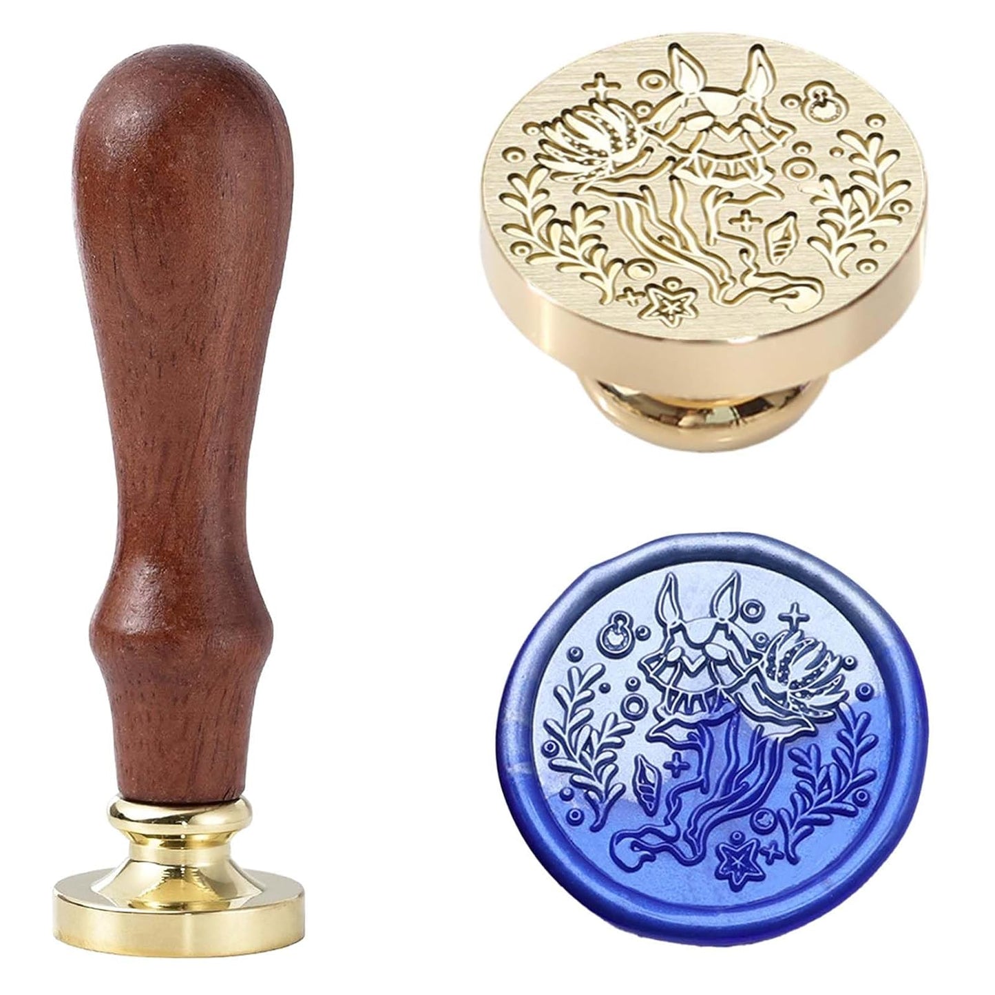 Marine Animal Wax Seal Stamp - Chromodoris Willani, Brass & Pearwood, Removable Head, 30mm/1.18 inch, Envelope & Craft Stamp