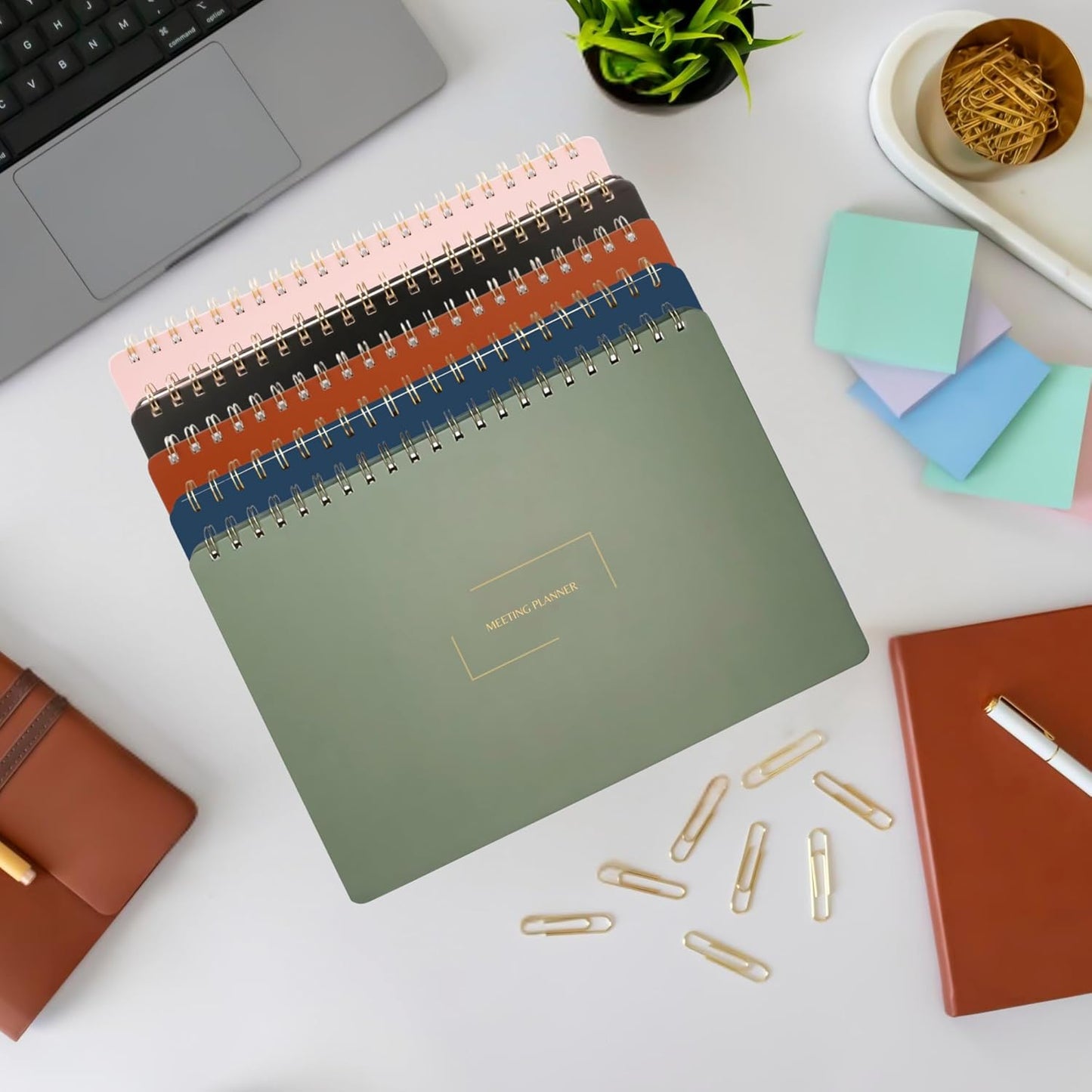 | Meeting Notebook for Work | 8.25" x 11.75" | Project Planner | Simple Design | Multiple Layouts | Office and Business Planner (Pink, Meeting Planner - Landscape)