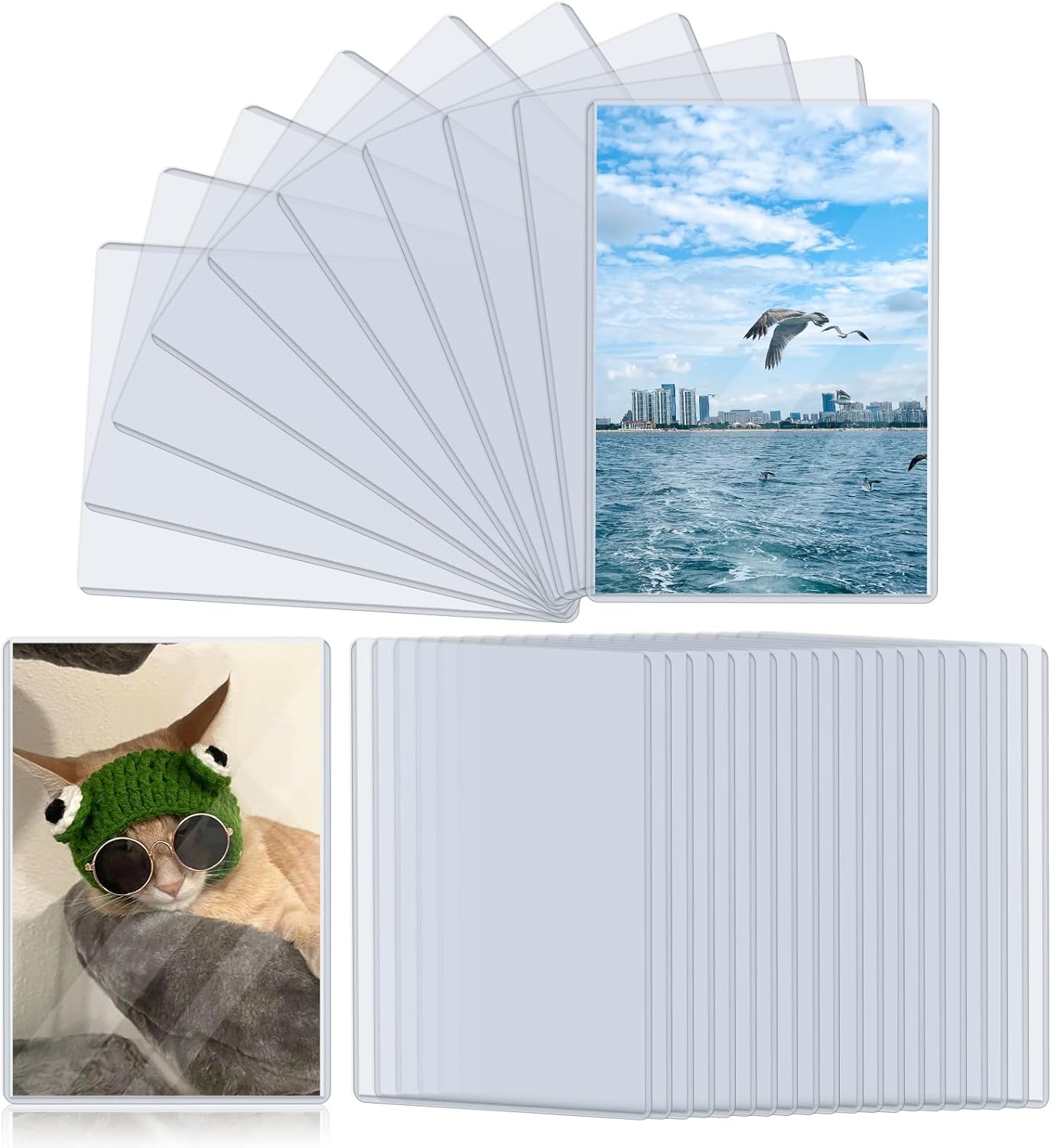 4" x 6" Photo Postcard Protectors, Rigid Hard Print Protectors, Clear Waterproof Protectors, Paper Sleeves Photo Plastic Sleeves Document Holder, Memories and Collectibles Storage (40 Pack)