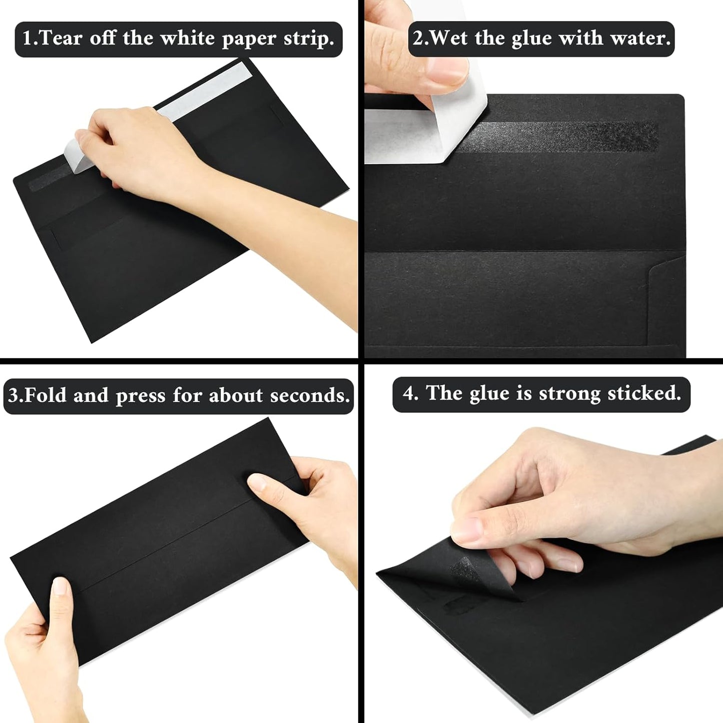 100 Pack #10 Business Envelopes, Black Standard Envelopes Self Seal, Letter Size Business Mailing Envelopes for Checks Letters Invoices Statements Birthday Graduation Wedding,4 1/8 x 9 1/2 Inch