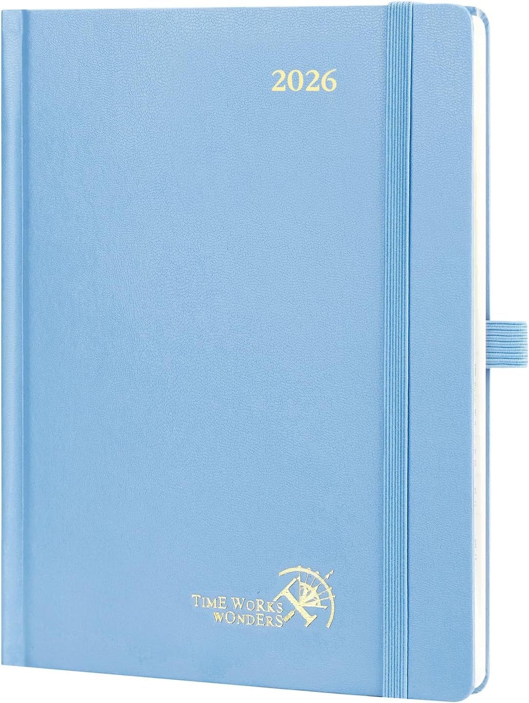 POPRUN 2026 Planner (Medium Size 8.5''x 6.5'' Hardcover) - Daily Weekly and Monthly Calendar Agenda 2026 Appointment Book with Hourly Time Slots, Monthly Tabs, 100 GSM - Haze Blue