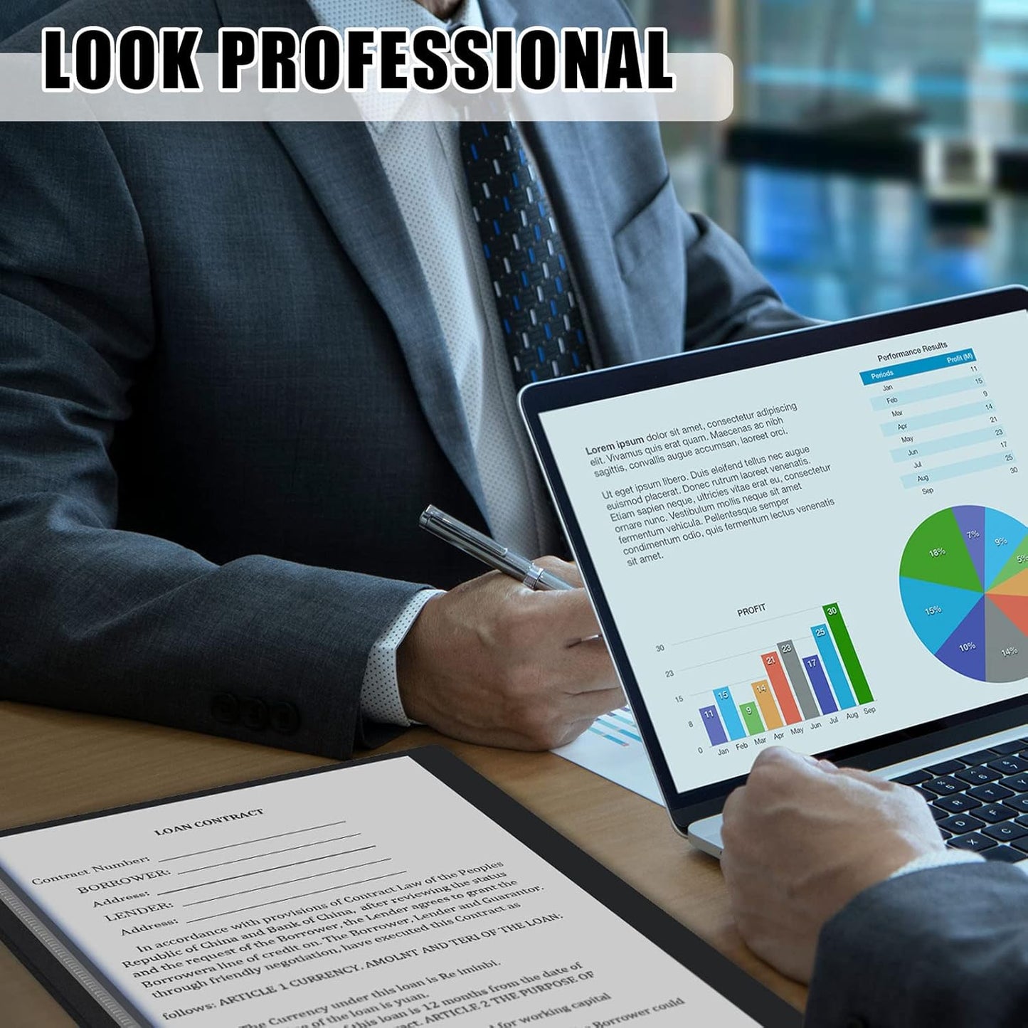 Teling 48 Pcs Clear Front Report Covers with Prongs Plastic Presentation Folders 3 Prong Resume Portfolio Folder for School(Black)