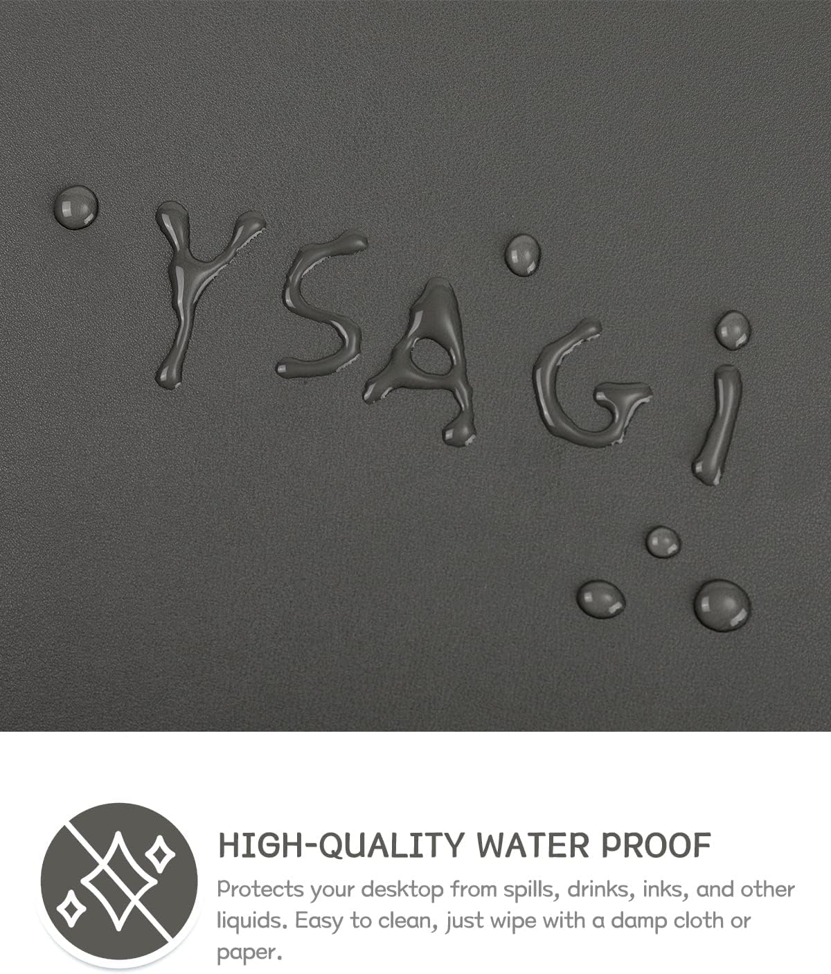 YSAGi Non-Slip Leather Desk Pad, Waterproof Laptop Computer Desk Keyboard Mat, Table Protector Blotter Mat, Large Mouse Pad for Office/Work/Home/Decor(Dark Gray, 23.6" x 13.7")