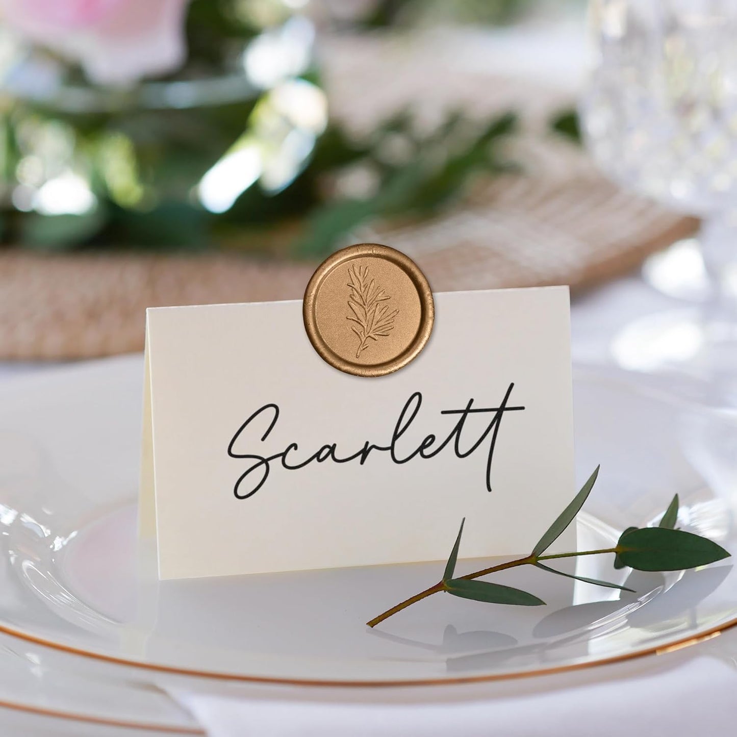 Handmade Wax Seal Stickers - Wedding Invitation Envelope Seal Stickers, 25 Pcs Self- Adhesive Stickers, Perfect for Invitation, Christmas, Gift Wrapping (Rosemary Style, Bronze Wax)