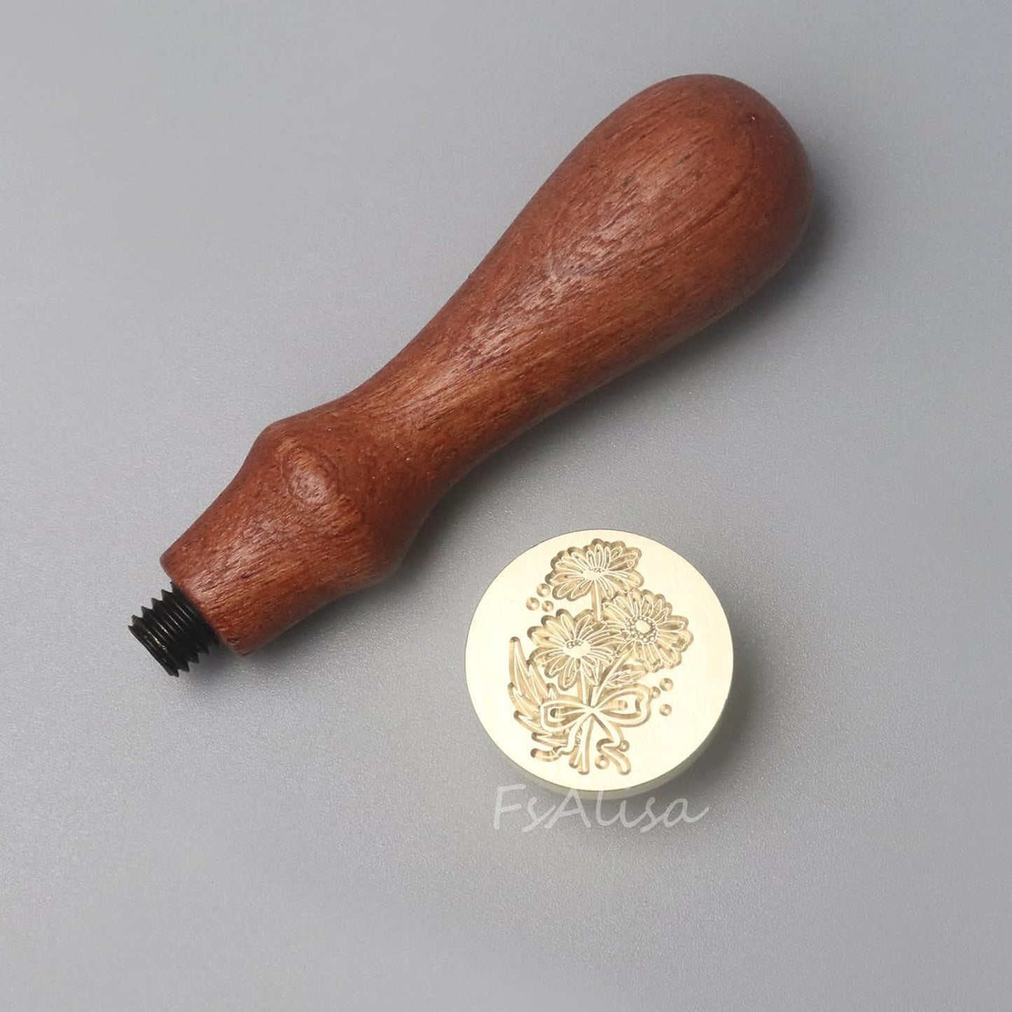 fsalisa Wax Seal Stamp Set 6 Pcs Flower Leaf Sealing Wax Stamps Copper Seals + Wooden Hilt, Seal Wax Stamp Kit with Gift Box for Invitations Cards Letters Envelopes Wine Packages (Botanical Set#-2)