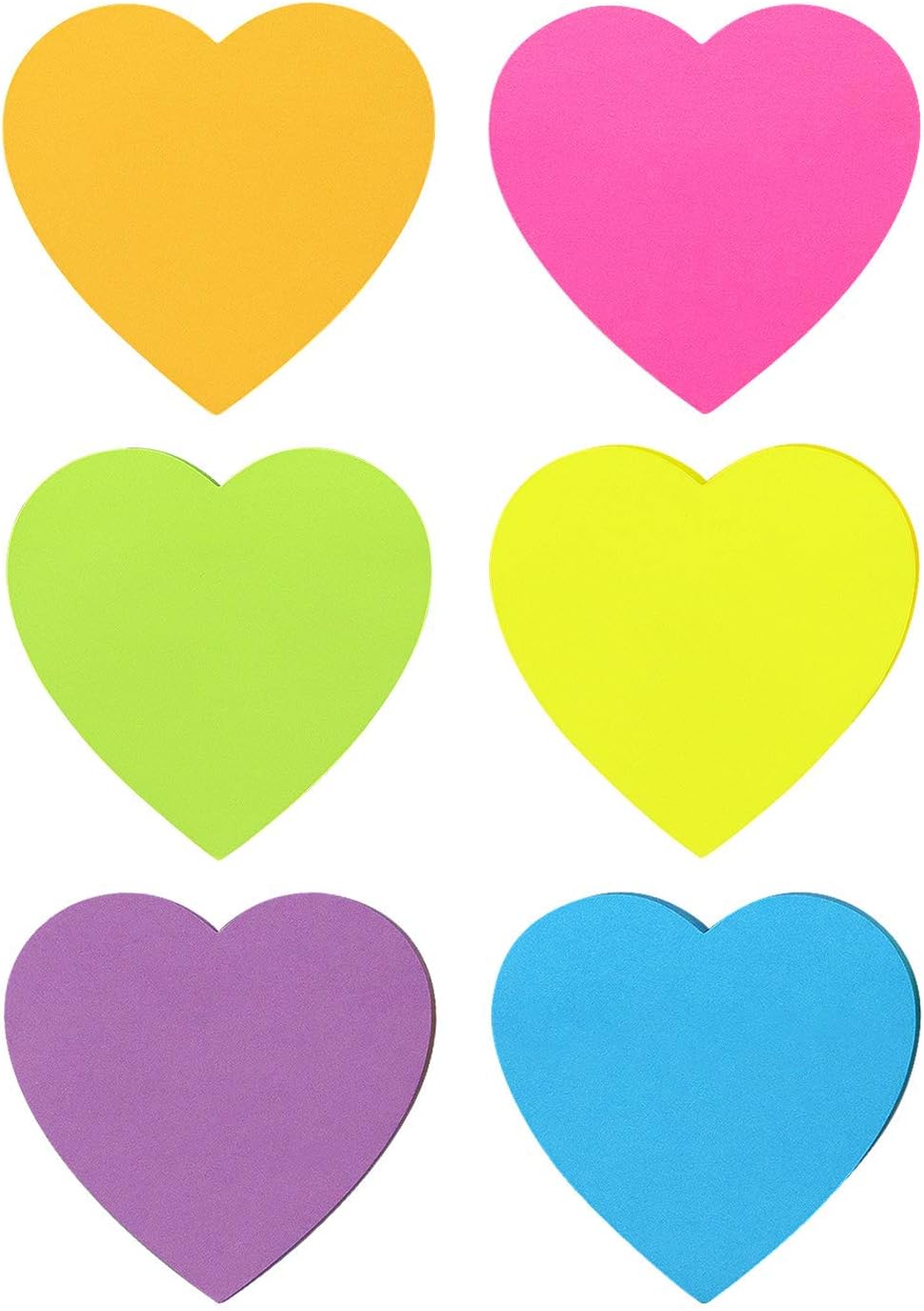 Heart Shape Sticky Notes 6 Color Bright Colorful Sticky Pad 75 Sheets/Pad Self-Sticky Note Pads
