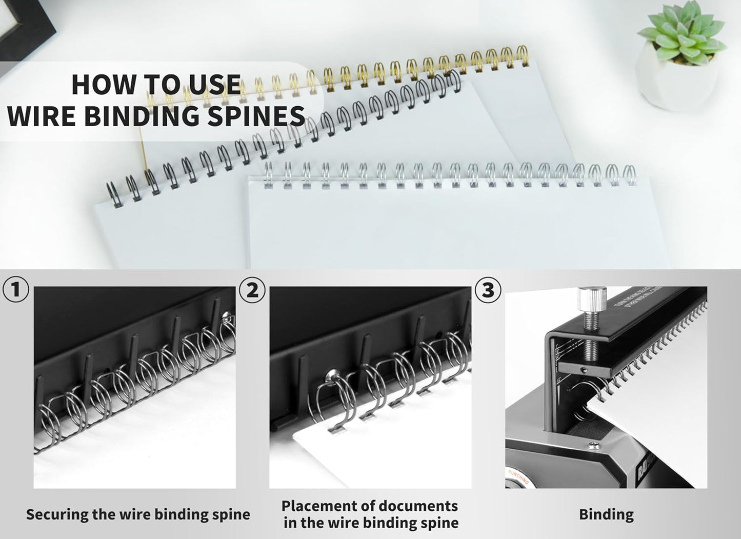 Rayson WR21143BK Wire Binding Spines, 2:1 Pitch Double Loop Binding Wires 9/16 Inch, 21-Loop Wire Ring Pack of 100 with Black