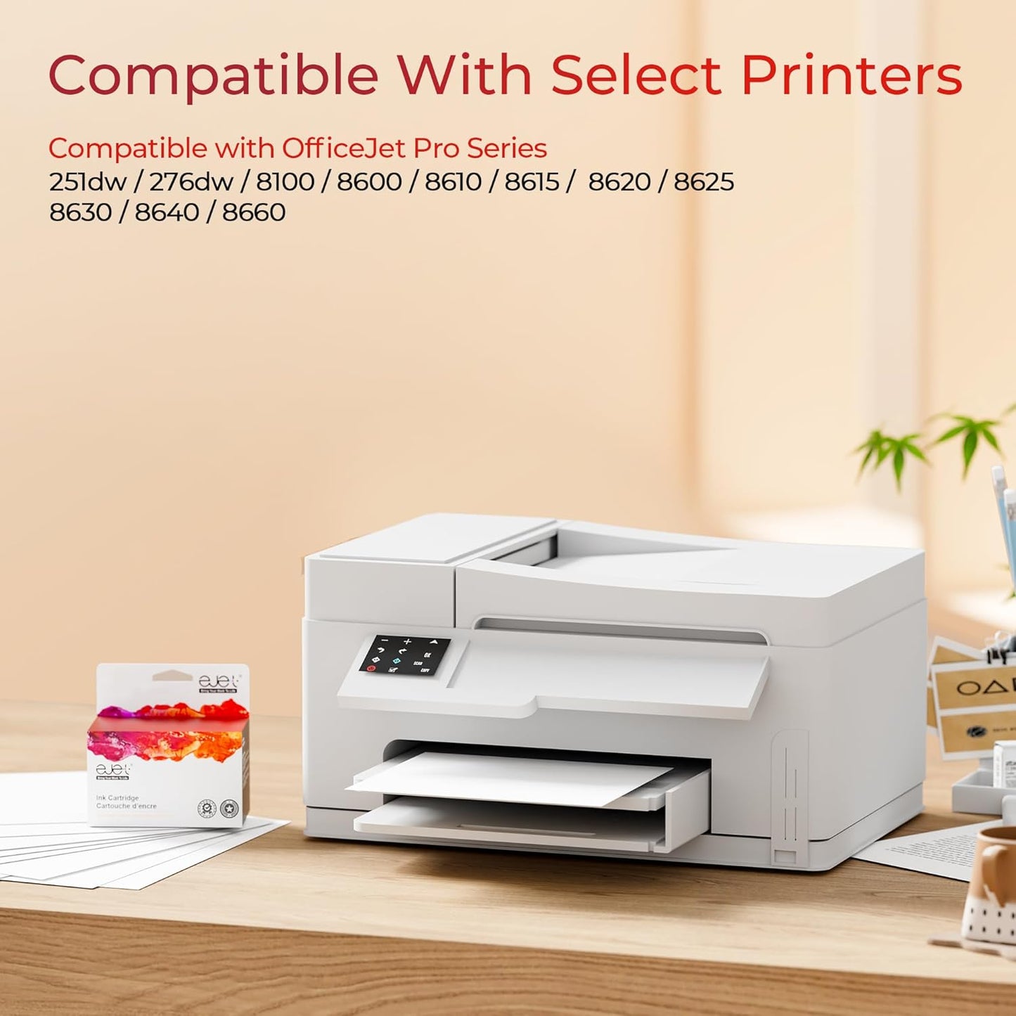 ejet 950XL and 951XL Ink Cartridges Combo Pack Compatible for HP 950 951 Ink Cartridges Combo Pack Use for OfficeJet Pro 8600 8610 8615 8620 8625 8100 8630 8660 276DW 251DW, Black Cyan Magenta Yellow