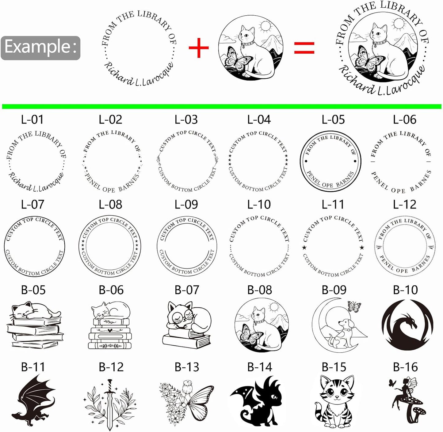 Custom Book Embosser | Personalized Book Stamp | Self Ink Rubber Stamp from The Library of | Customizable Embosser (Cat 6)