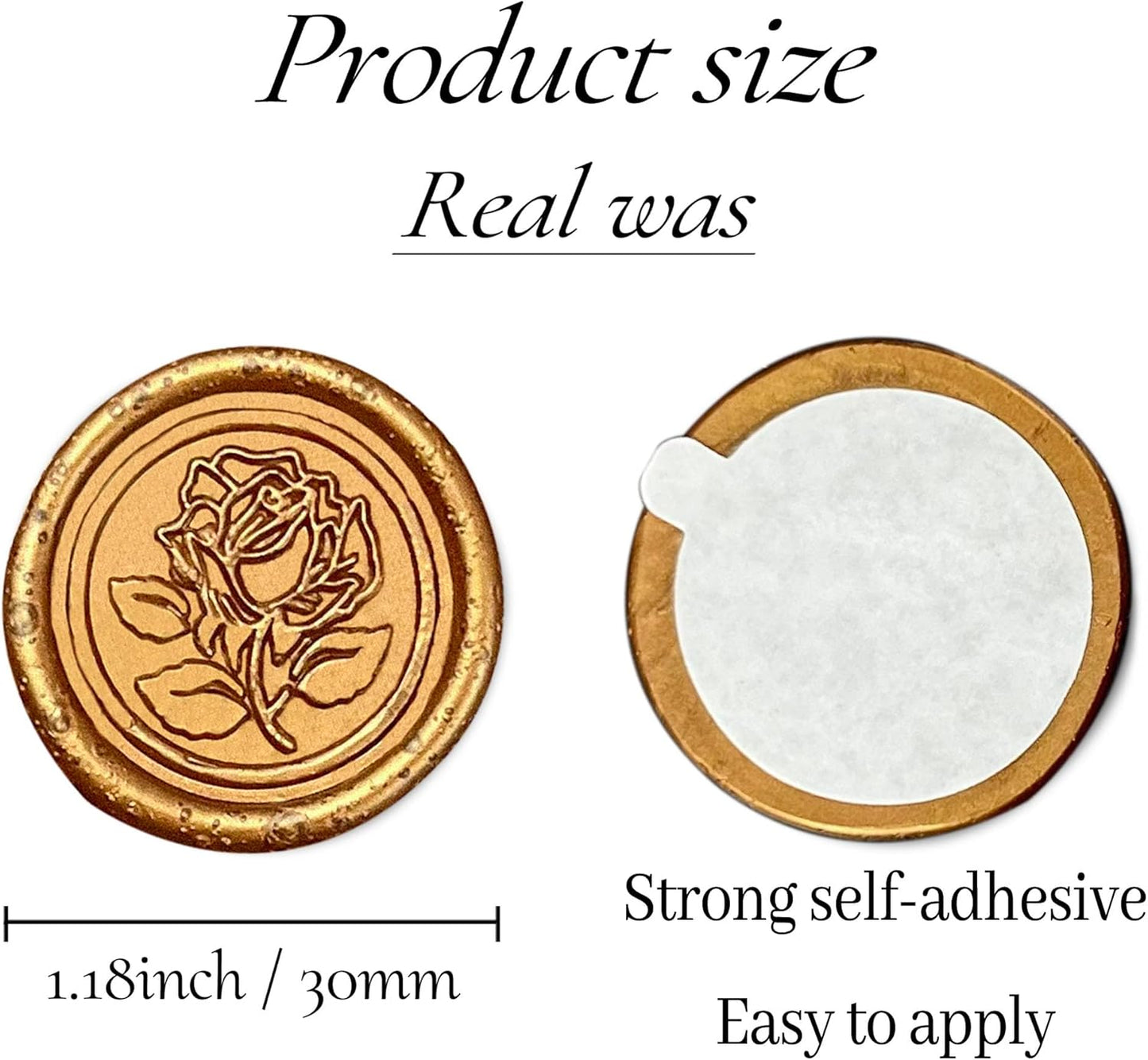 25Pcs Wax Seal Stickers Handmade Envelope Seals Self Adhesive Wax Stickers for Wedding Party Invitations, Envelope, Gift Wrap, Christmas(Rose Style, Antique Gold)