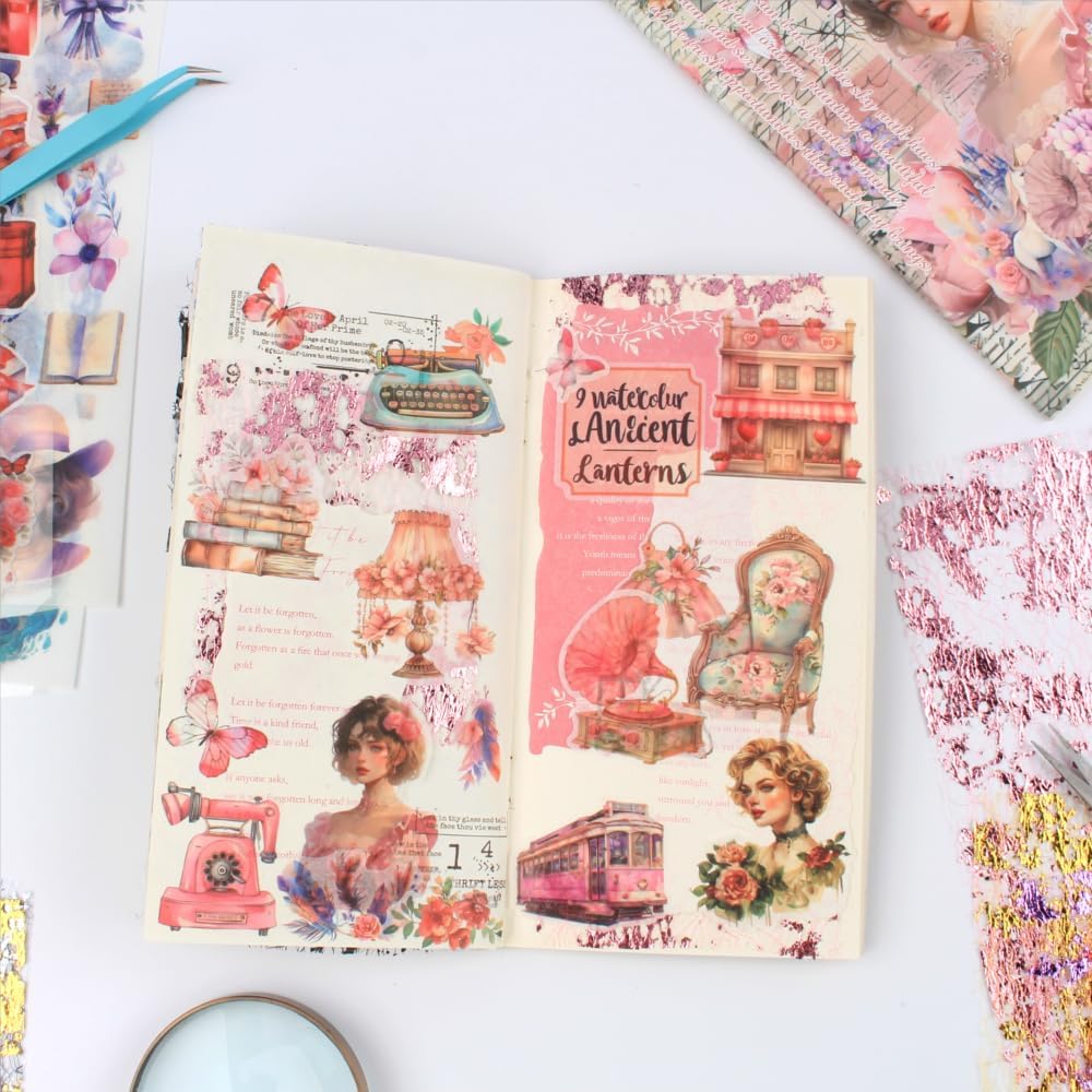 A5 Size Colorful Foil Textured Fabric Art Paper Scrapbooking Decorative, 20 Sheets Sparkle Metallic Lace Mesh for Crafts, Junk Journaling Supplies, Card Making, Collage