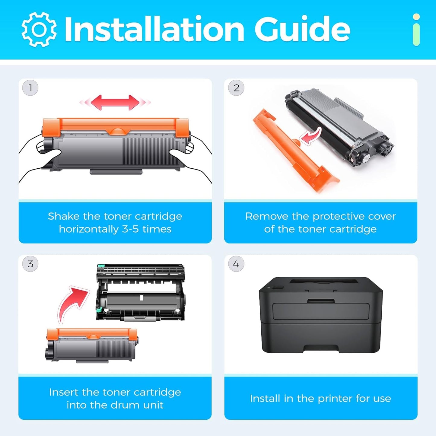 E310 Black Toner Cartridge 4-Pack Replacement for Dell E310 E310dw E514 E515 P7RMX PVTHG 593-BBKD Toner Compatible with Dell Wireless Monochrome E310dw E514dw E515dn E515dw Printer Ink All-in-One Copy