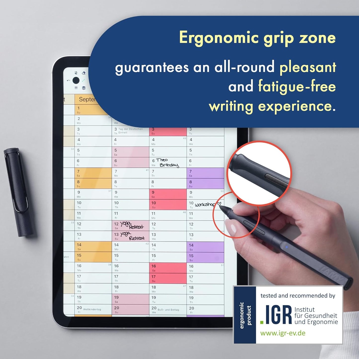 LAMY Safari Note+ Steel Black iPad Pen - Stylus Pen with Palm Rejection, tilt Sensitivity & Ergonomic Grip - Compatible with Various iPad Models & Generations - up to 10 Hours Battery Life