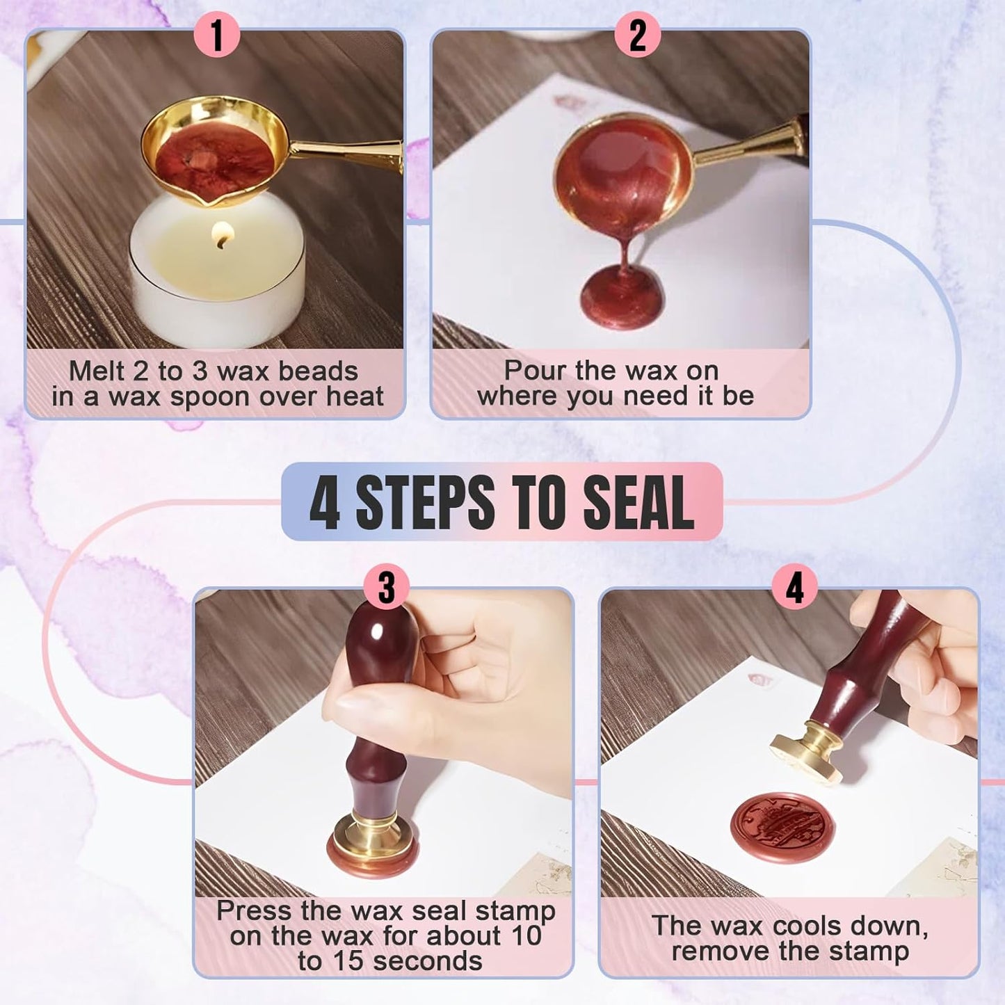 Personalized Wax Seal Stamp Custom Sealing Wax Stamp with Your Own Design Picture/Logo Customized for Wedding Invitation Wine Decoration Envelopes Christmas Gift and Graduation Gifts