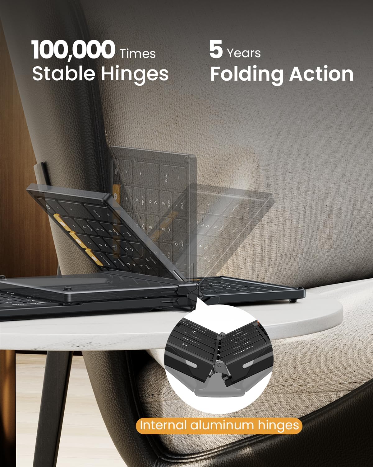 ProtoArc Foldable Keyboard and Mouse, XKM01 True Full-Size Folding Bluetooth Keyboard Mouse Combo for Business Travel, a Portable Office Suite On-The-Go, Compatible with Laptop iPad Tablet - Black