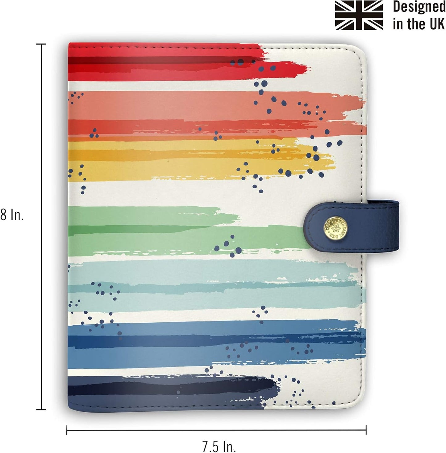 Pukka Pad, Carpe Diem Personal Planner - Soft Cover Binder with Weekly, Monthly Undated Inserts in Tabbed Sections, Interior Pockets and Sticker Sheets - 8 X 7.5 X 1.4 Inches, Colour Wash