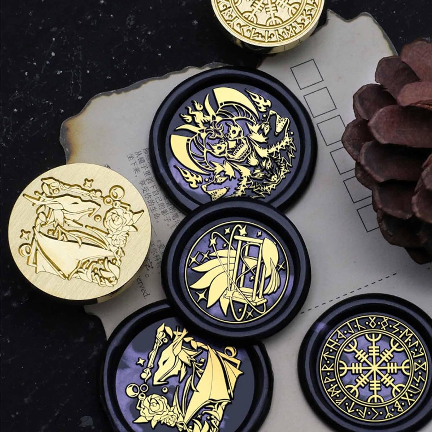 Hades Wax Seal Stamp - 1.18 inch/30mm Removable Brass Stamp Head, Vintage Mythological Sealed Stamp with Handle for Envelopes Letters Handicraft DIY and Creative Gifts