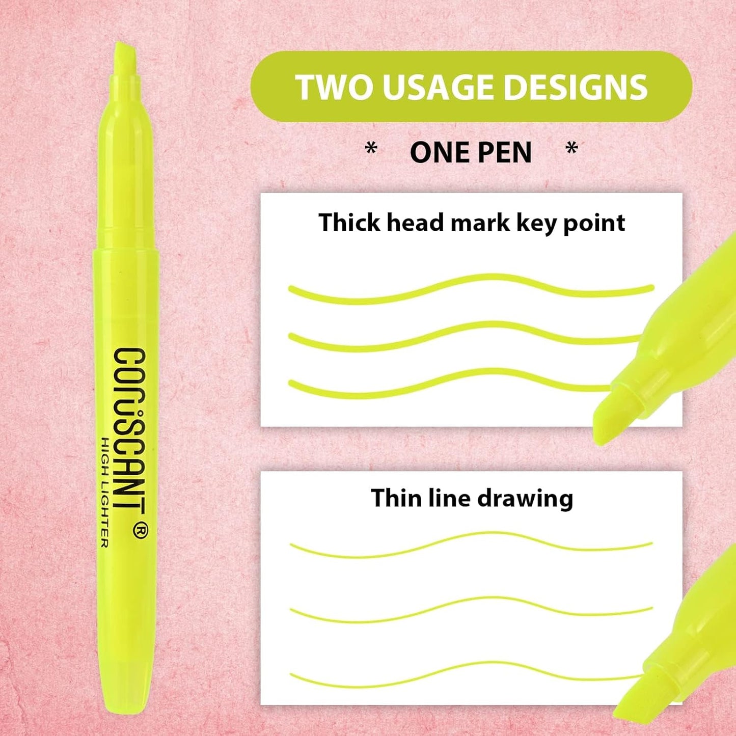 Highlighter - 36 pack color highlighter, color transparent visible fluorescent pen shell, wide chisel point mark, fluorescent pen, school, office