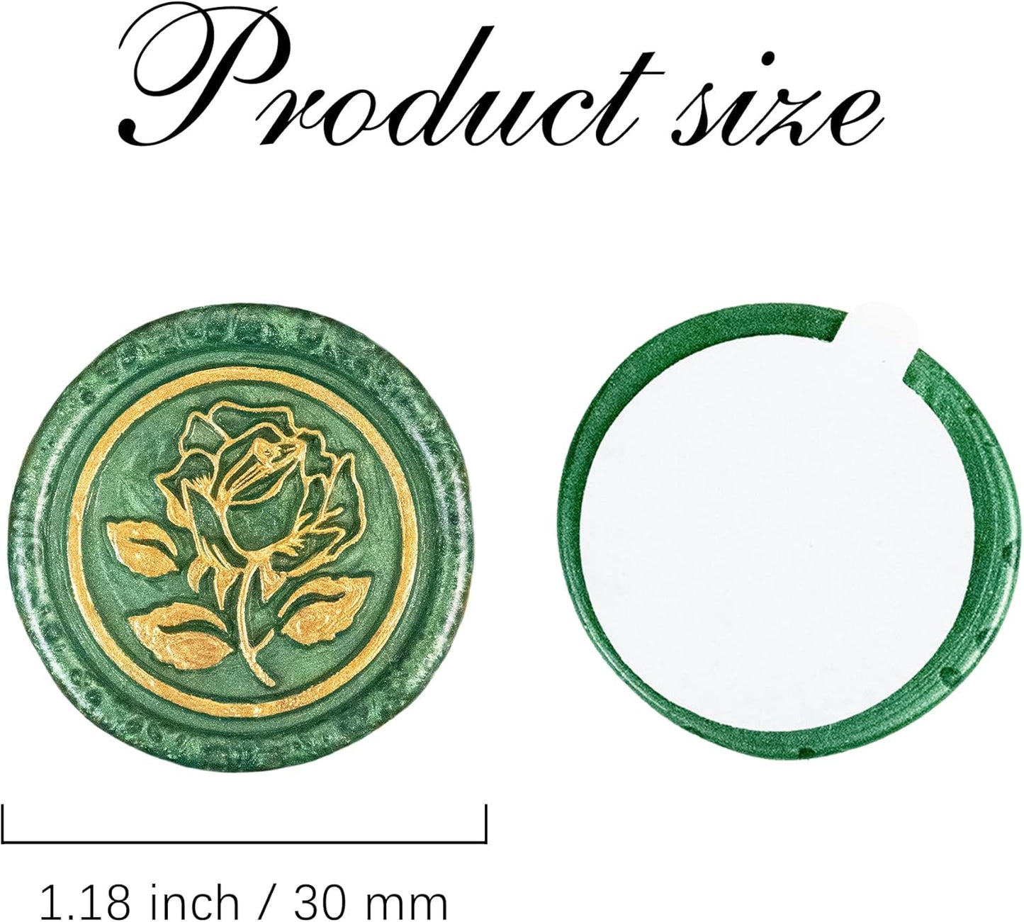 25Pcs Gold & Green Wax Seal Stickers - Handmade Envelope Seals, Self-Adhesive Wax Stickers for Wedding Party Invitations, Envelope, Gift Wrap, Christmas (Gold Rose Style, Green)