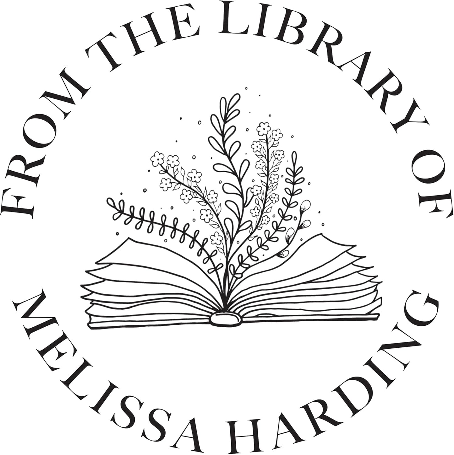 Personalized Book Embosser or Stamp Custom Round Library Embosser Teacher Library Book Stamp, Ex Libris Stamp, Gift for Book Lover | Wooden or Self Inking Stamp or Embosser (Book of Flowers)