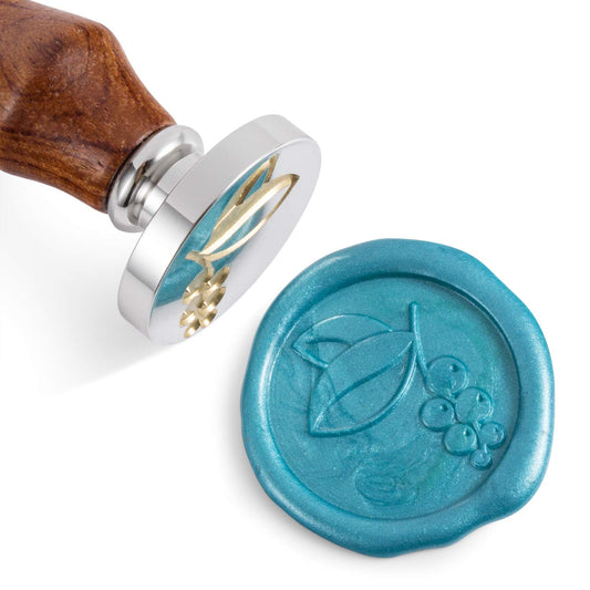 Mceal Wax Seal Stamp,Silver Brass Head with Rosewood Handle, 1.2"(30mm) Dia (Berry)