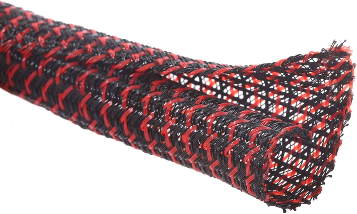 Alex Tech 25ft - 3/4 inch Cord Protector Wire Loom Tubing Cable Sleeve Split Sleeving For USB Cable Power Cord Audio Video Cable – Protect Cat From Chewing Cords - Blackred