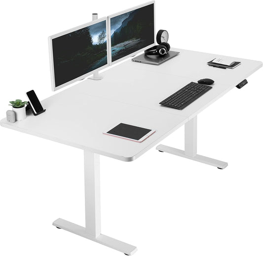 VIVO Electric 71 x 36 in Standing Desk, Memory Height Adjustment, 1B Series, White Top White Frame, DESK-KIT-1W7W-36