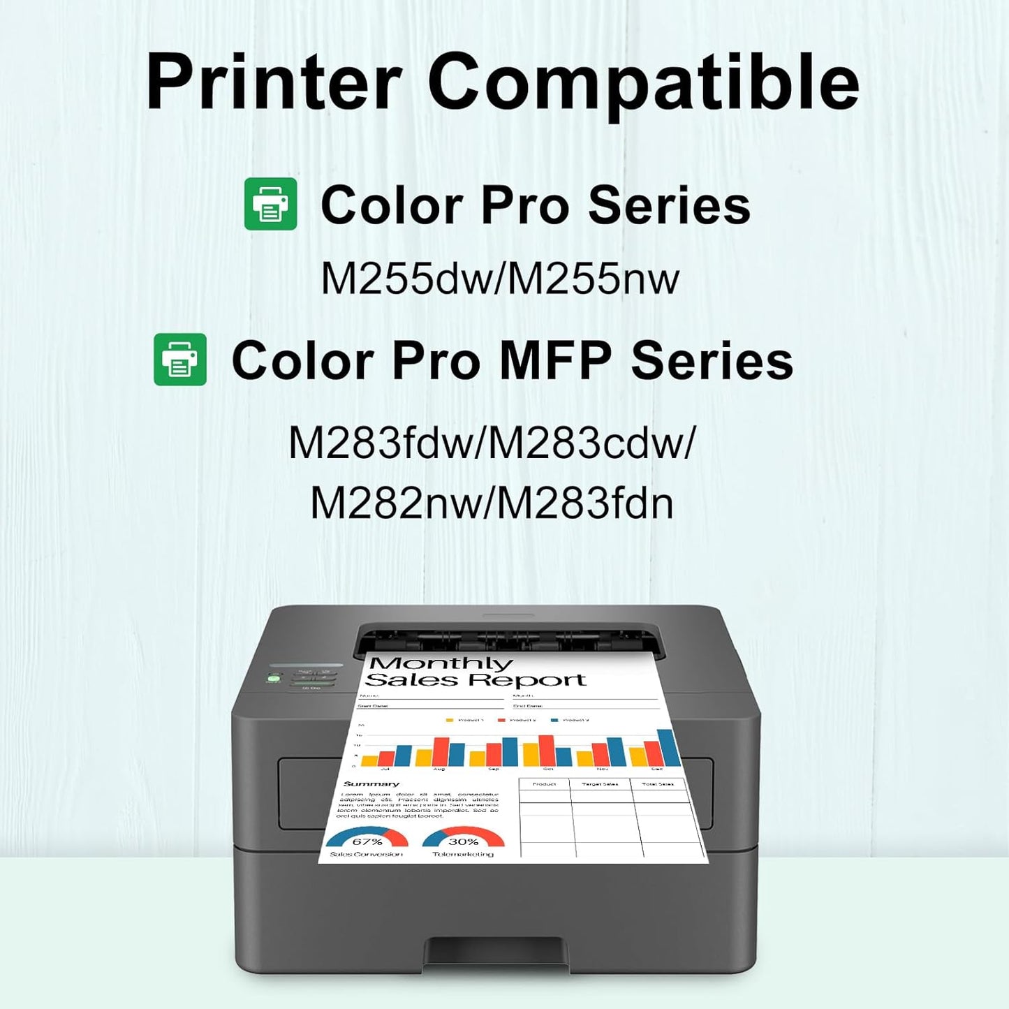 SAILNER 206X 206A Toner Cartridges 4 Pack High Yield Replacement for HP 206X 206A Toner Cartridge Set for Color Laserjet Pro M283fdw M283cdw M282nw M283fdn M255dw M255nw Printer