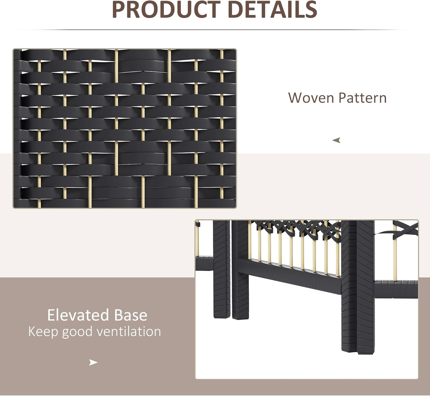 HOMCOM 6 Panel Room Divider, Folding Privacy Screen, 5.6' Room Separator, Wave Fiber Freestanding Partition Wall Divider, Black