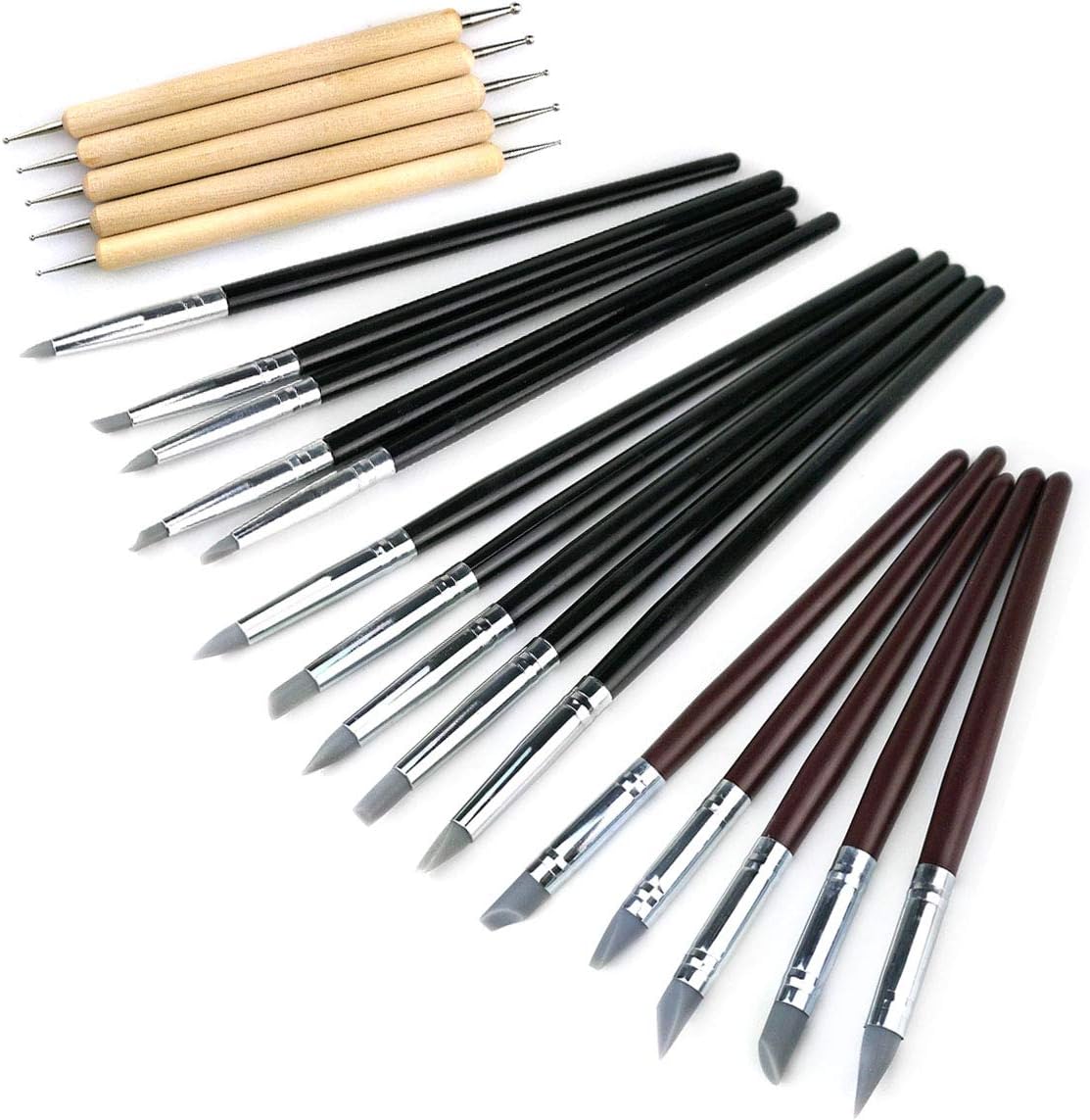 20pc Silicone Clay Sculpting Tools - Shaping, Modeling, Carving Set for Pottery, Sculpture