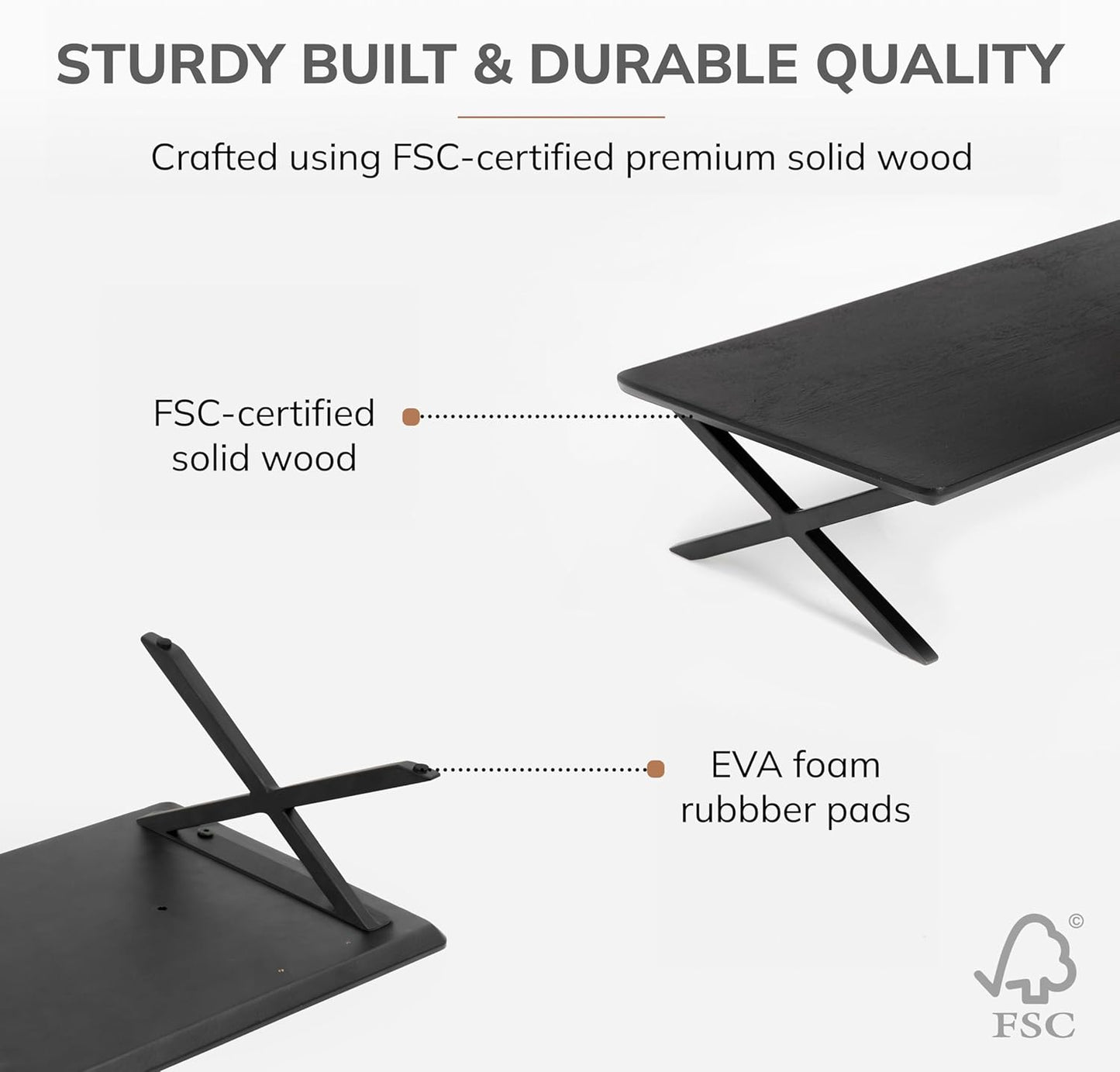 Anji Mountain Monitor Stand - Desktop Organizer & Laptop Riser, Ergonomic Monitor Riser, Space-Saving Monitor Stand for Desk, Durable Construction, Easy Assembly, Ideal for Home & Office,Black
