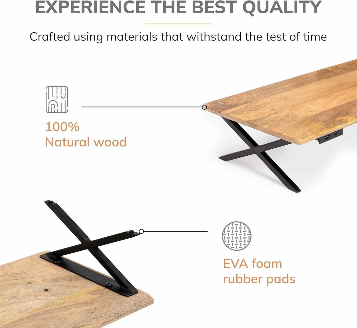 Anji Mountain Monitor Stand - Desktop Organizer & Laptop Riser, Ergonomic Monitor Riser, Space-Saving Monitor Stand for Desk, Durable Construction, Easy Assembly, Ideal for Home & Office,Natural