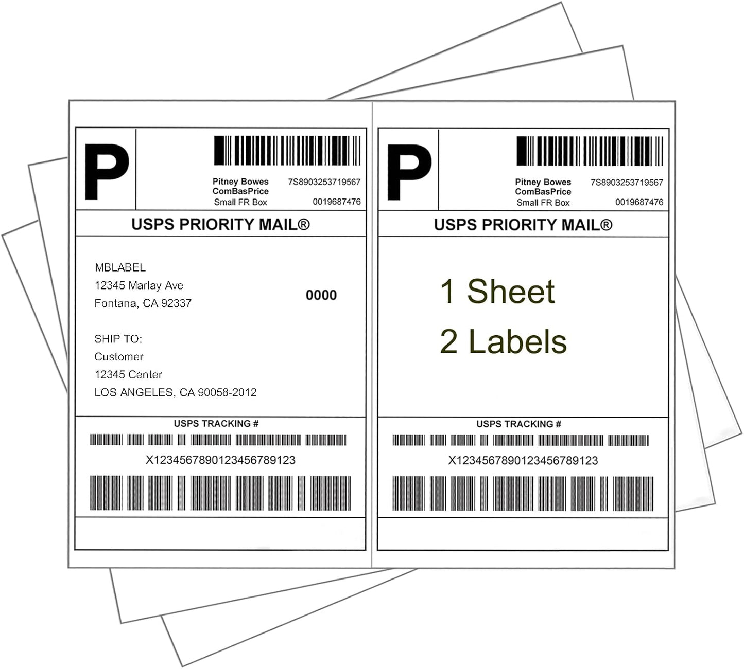 Half Sheet Shipping Labels, 8.5" x 5.5" Address Labels, Half Sheet Self Adhesive Mailing Labels for Laser & Inkjet Printers (100 Sheets, 200 Labels)