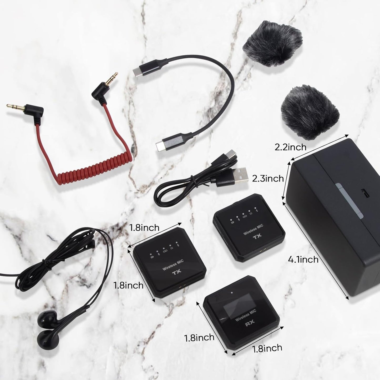 Wireless Microphone, 100m (328 ft.) Range Bluetooth Microphone, 24-Hour Battery, Noise Cancellation, Wireless Microphone for PC, iPhone, Andriod,lav mic，MIC Wireless