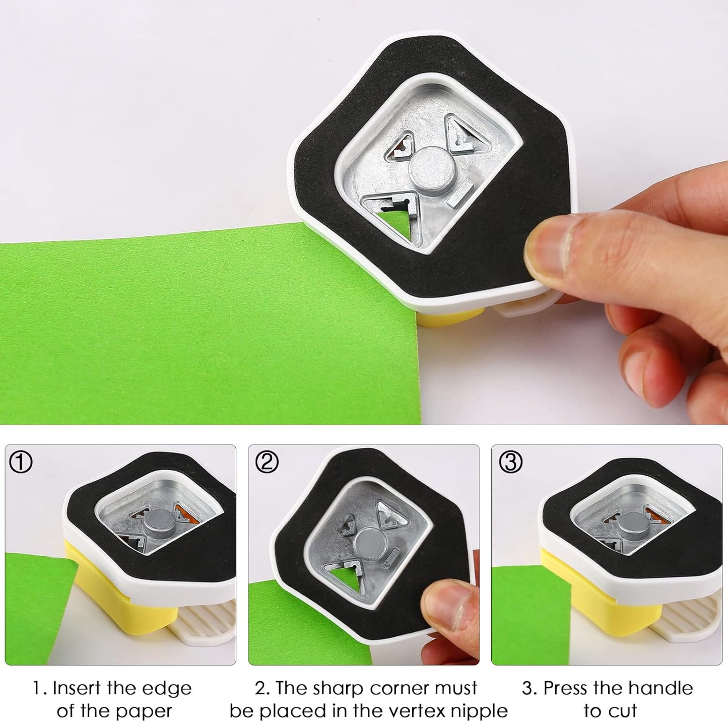 LOONENG 3 Way Chamfer Corner Punch, 3 in 1 Craft Paper Corner Cutter for Paper Crafts, Laminate, Cardstock, Business Card, DIY Projects, Photo, Card Making and Scrapbooking