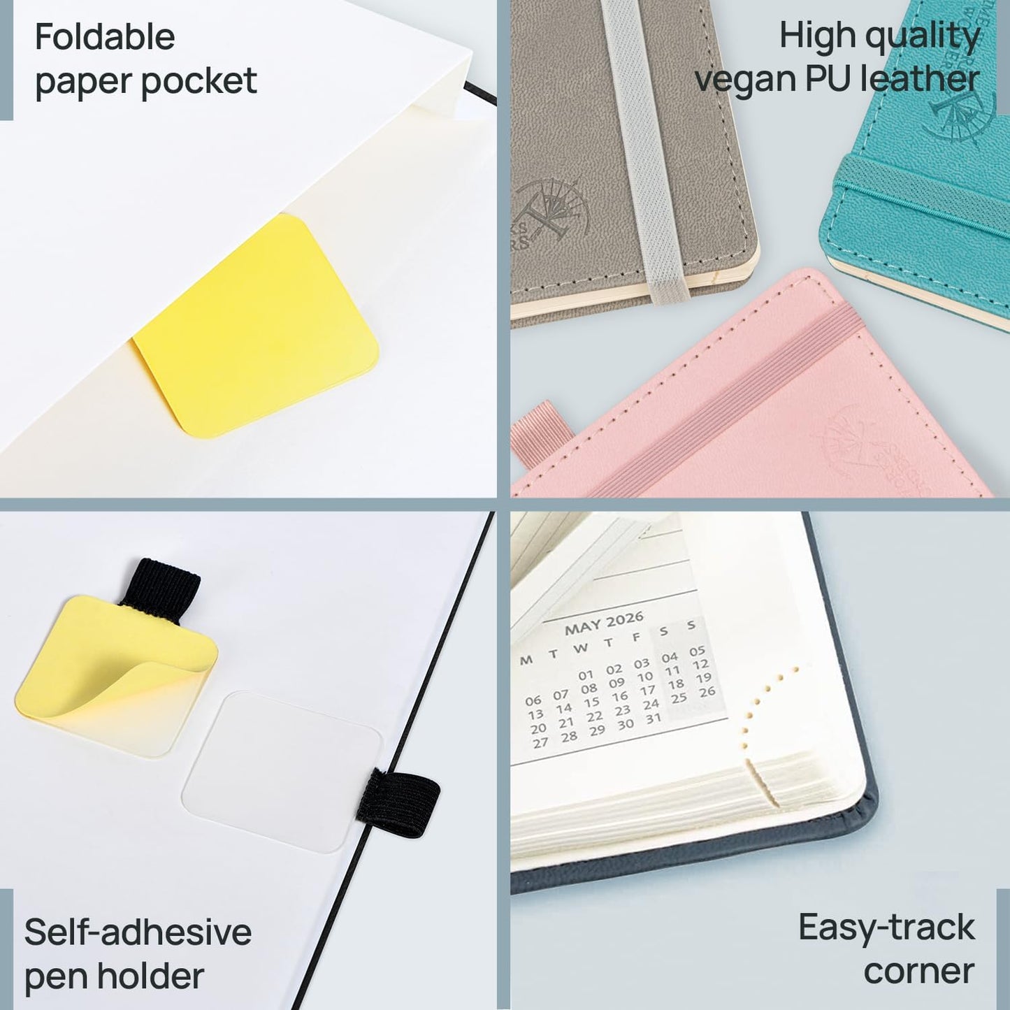 POPRUN Monthly Planner 2026-2027 (Large- 8.5" x 10.5" Soft Cover), 18-Month Calendar Book (Jan.2026 - Jun. 2027), Calendar Planner with Monthly Tabs & Pocket, 100 GSM Paper - Burgundy