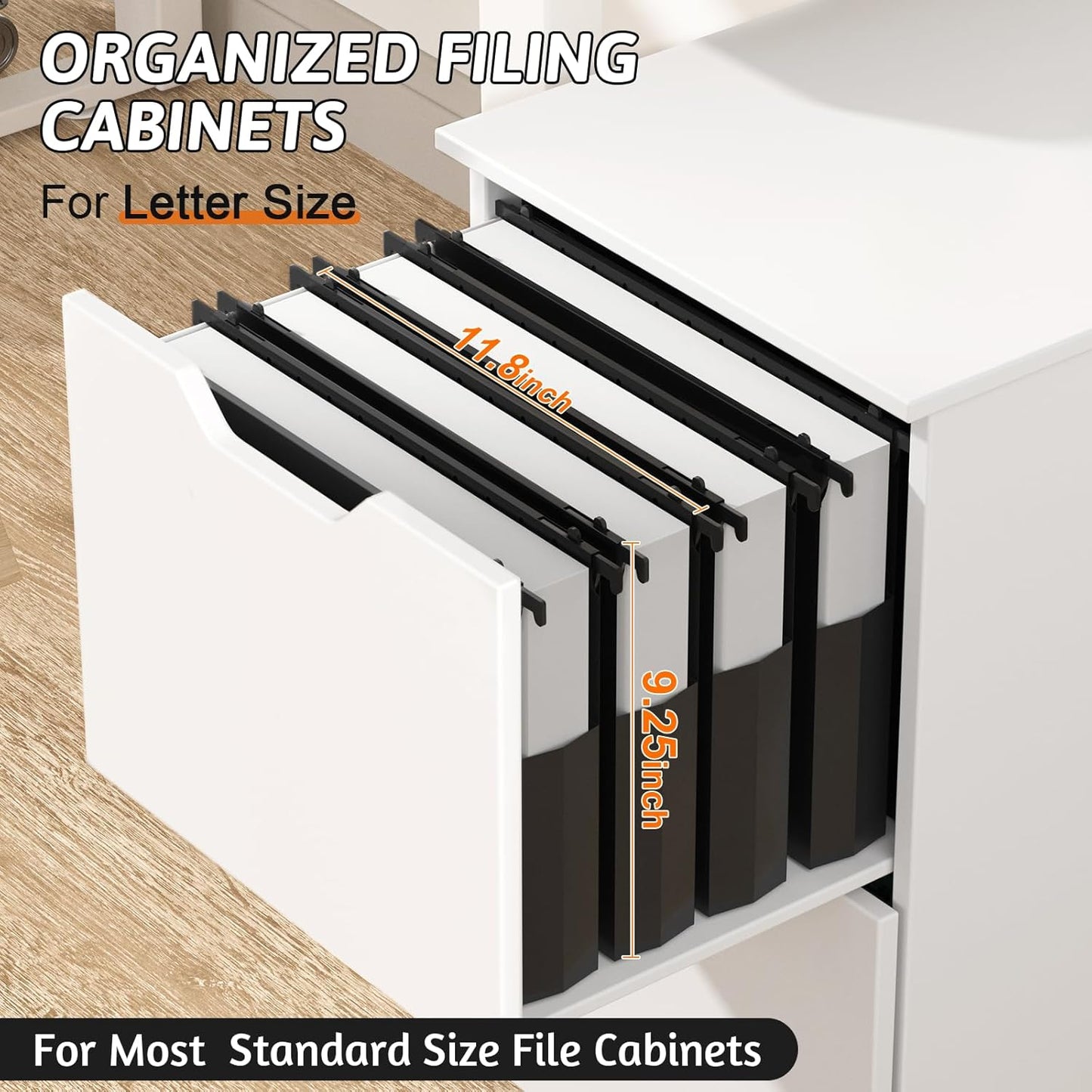 Plastic Extra Capacity Hanging File Folder Letter Size, 12 Pack Reinforced Hang Folders,Heavy Duty 2 Inch Expansion,Expandable Hanging Folders,Hanging Organizer Designed for Bulky Files (Black)
