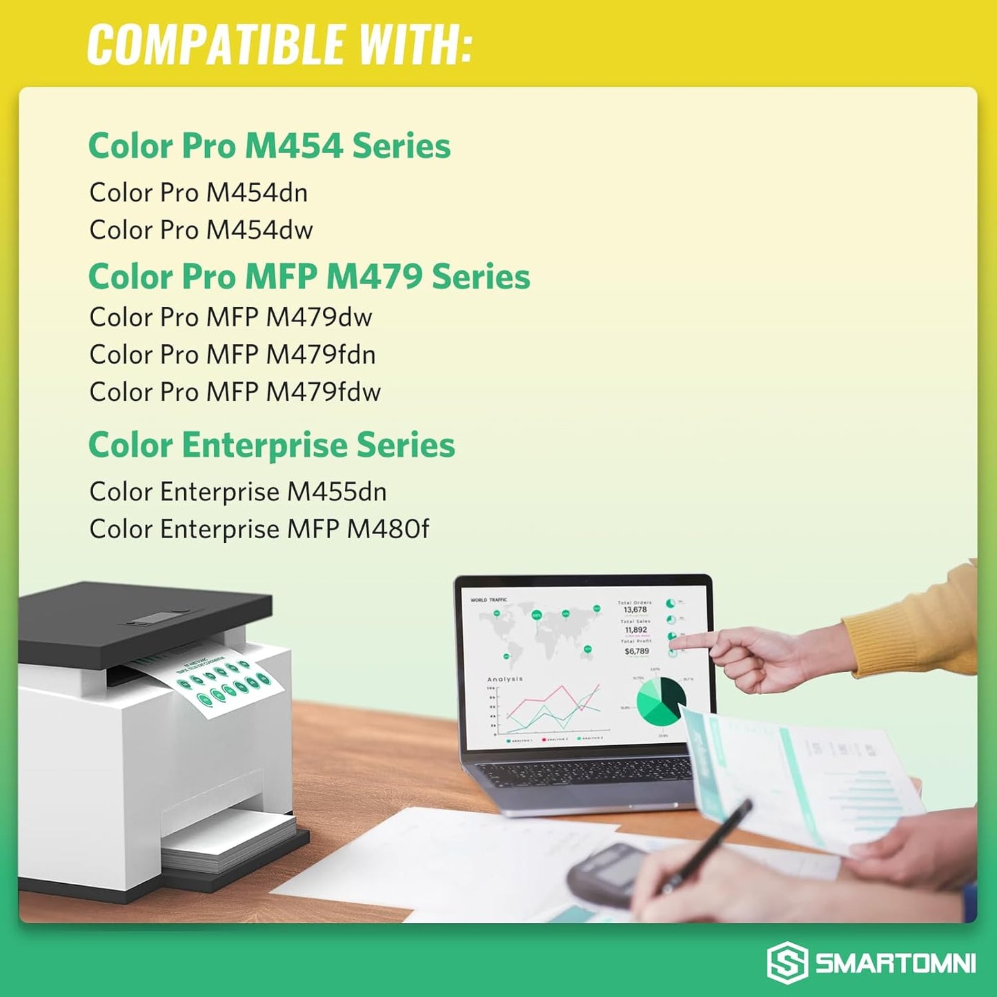 414X High Yield Toner Cartridges 4 Pack (with Chip) Works with Color Pro MFP M479fdw M479fdn M454dw M454dn M479dw M455dn M479 M454, Enterprise M455dn M480f Printer | W2020X W2021X W2022X W2023X 414A