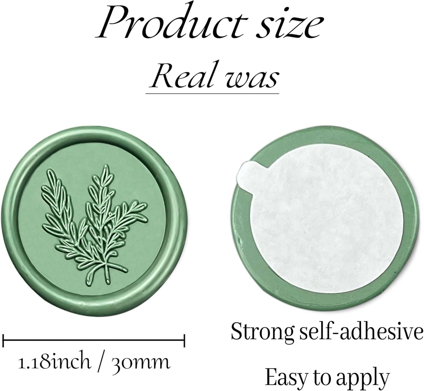 100Pcs Wax Seal Stickers Handmade Envelope Seals Self Adhesive Wax Stickers for Wedding Party Invitations, Envelope, Gift Wrap, Christmas(Rosemary Style, Olive Green)